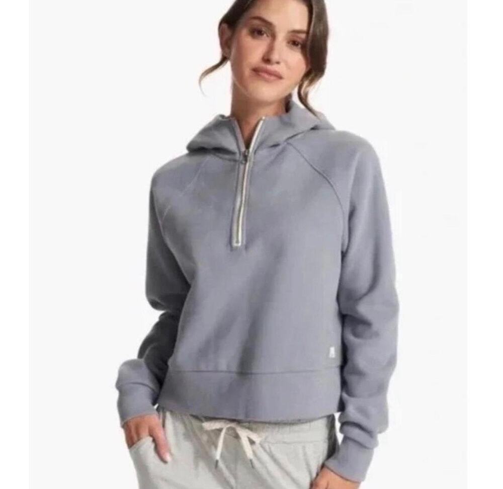 Vuori Women's Restore Half Zip Hoodie in a soft lavender 118$